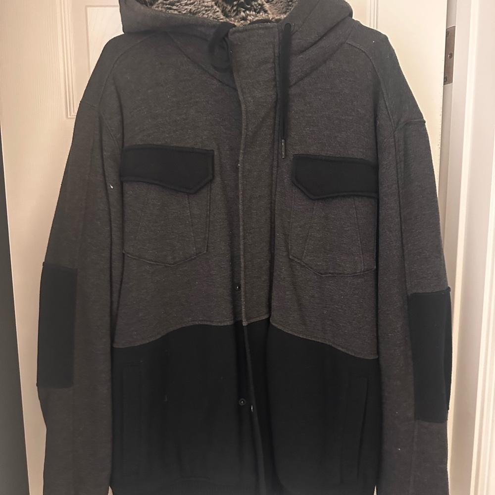 Fox Sasquatch Men's Gray and Black Hooded Jacket